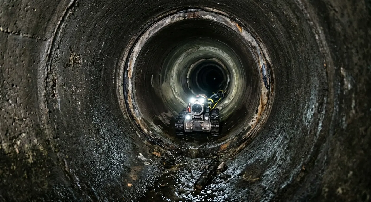 Robotic sewer camera inspecting pipe interior for Sewer Line Repair in Stroudsburg